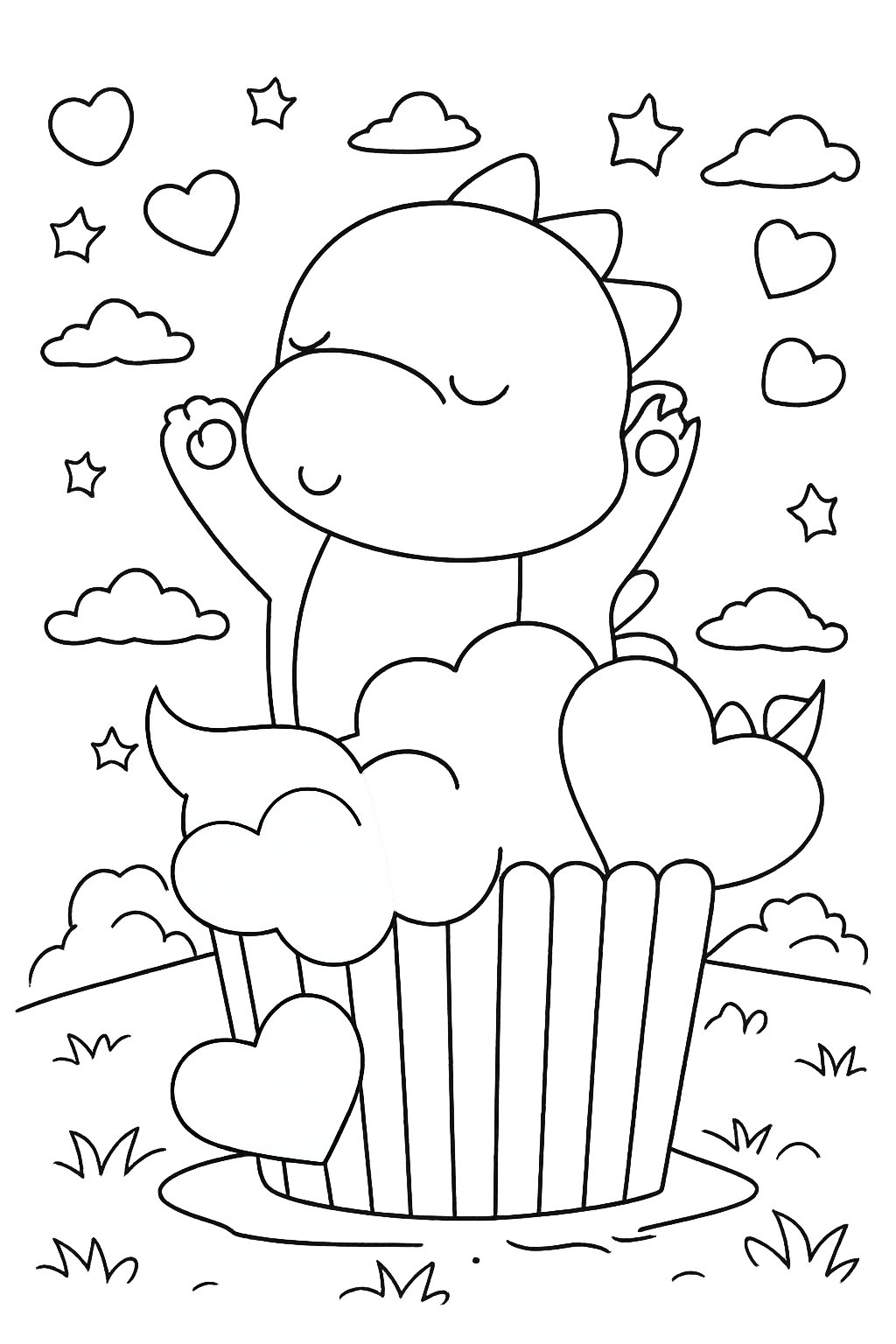 Dibujo para colorear Cupcake Valentijnsdag line art