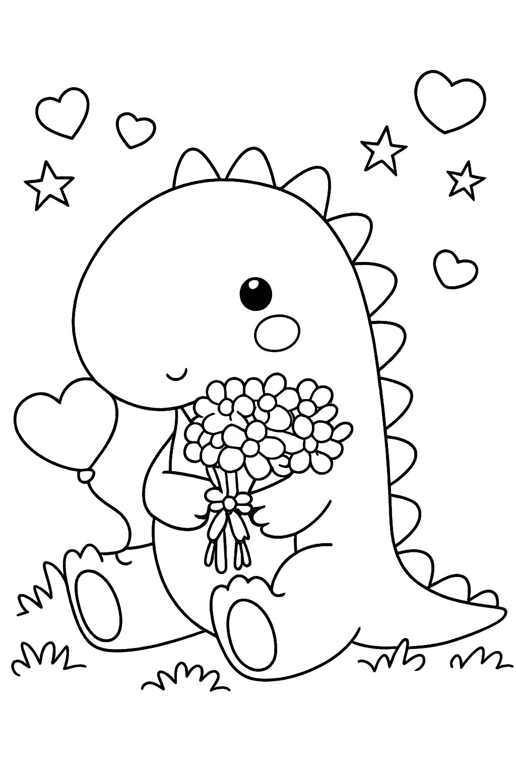 Dibujo para colorear Liefdes Dino line art