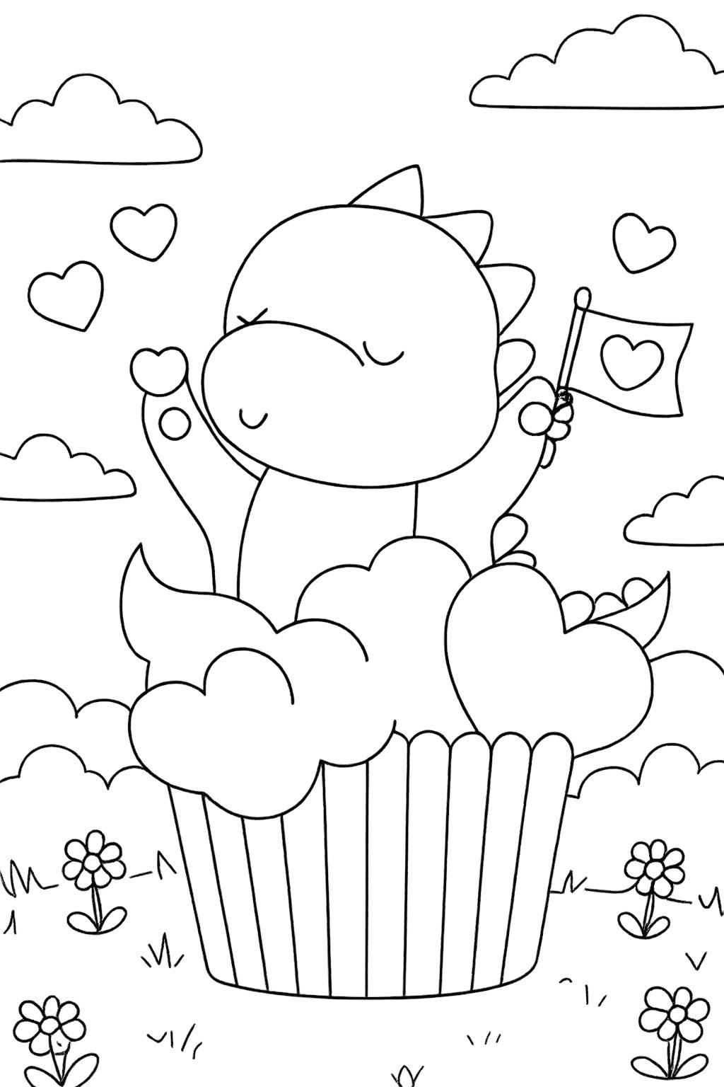 Dibujo para colorear Cupcake Valentijnsdag line art