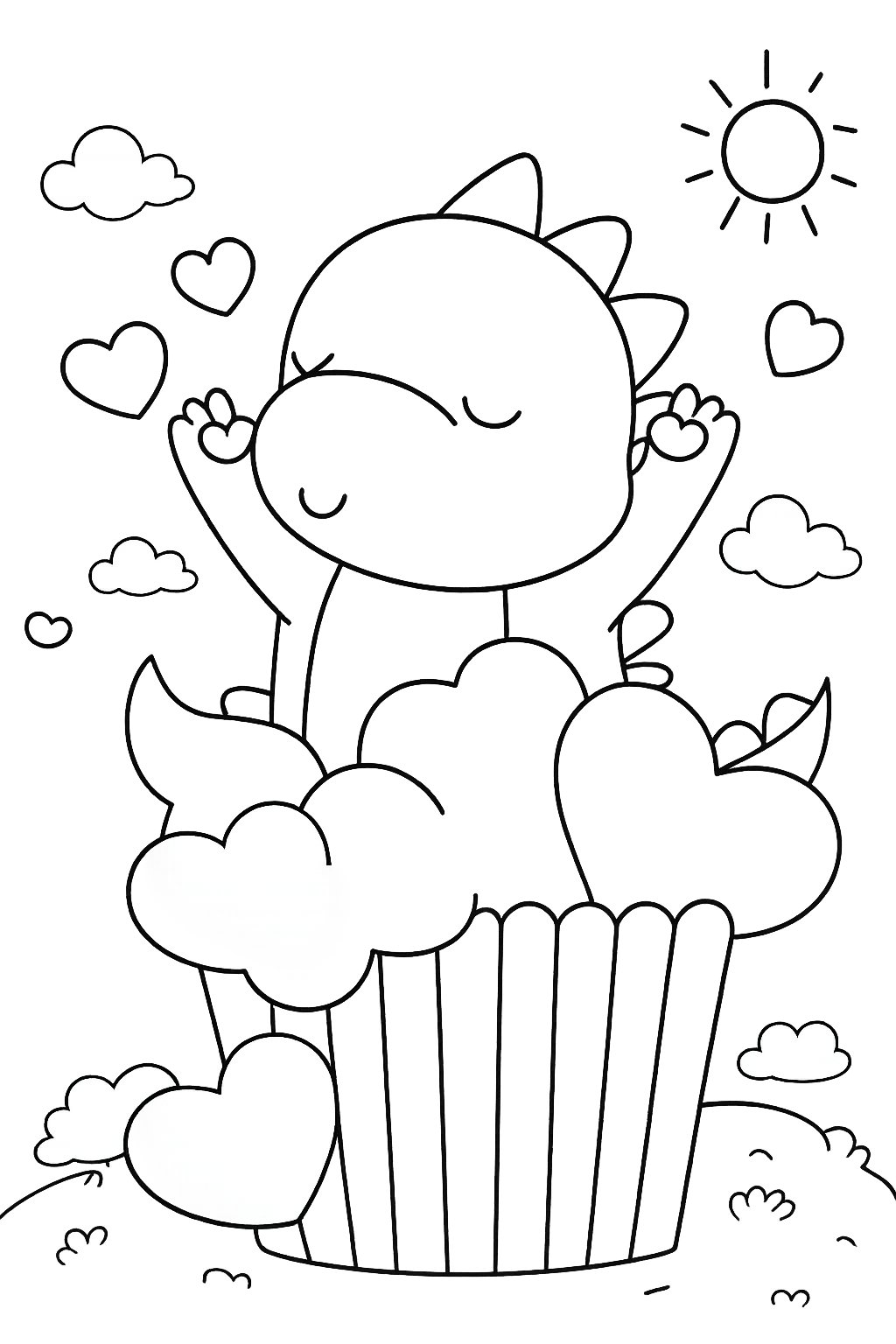 Dibujo para colorear Cupcake Valentijnsdag line art