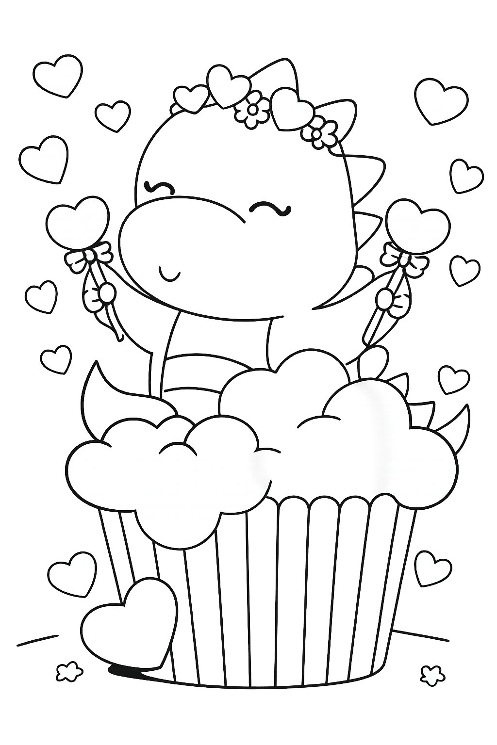 Dibujo para colorear Cupcake Valentijnsdag line art