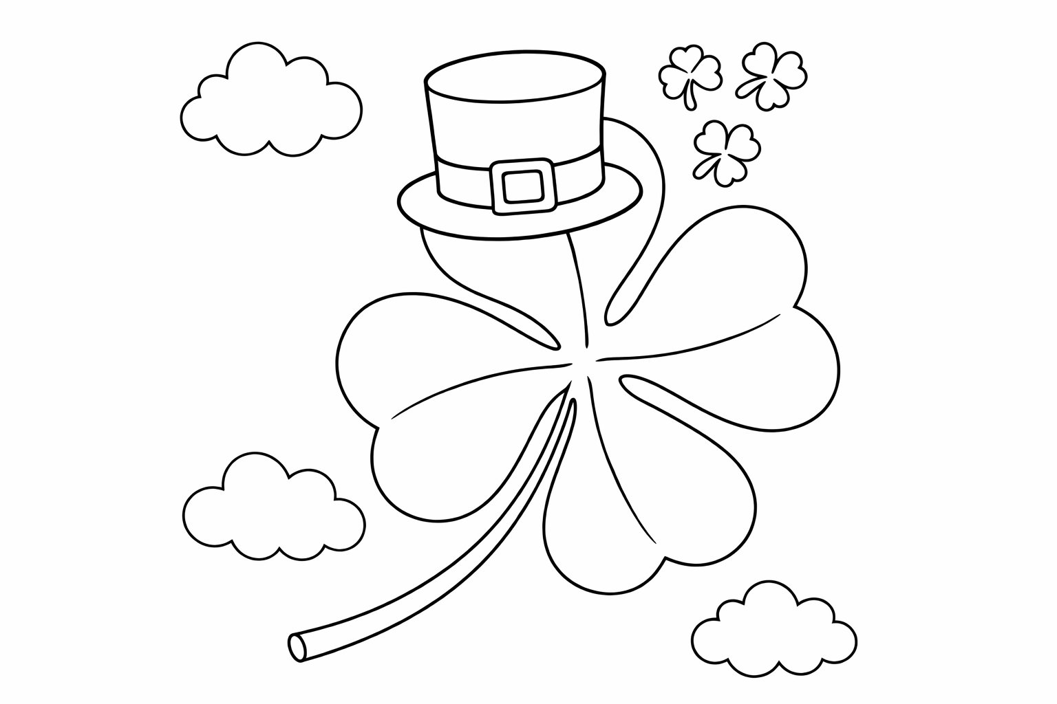 st patrick's day kleurplaat - zwart-wit lijntekening
