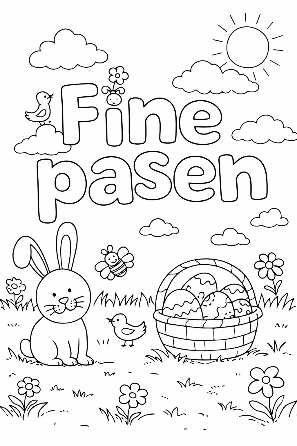 Fijne pasen Malvorlage Linienzeichnung