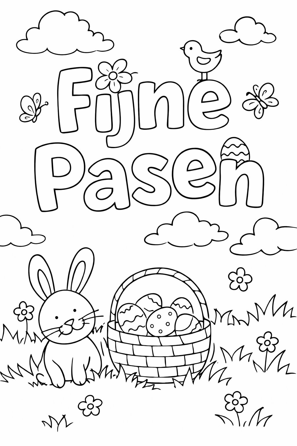 Fijne pasen coloring page line art