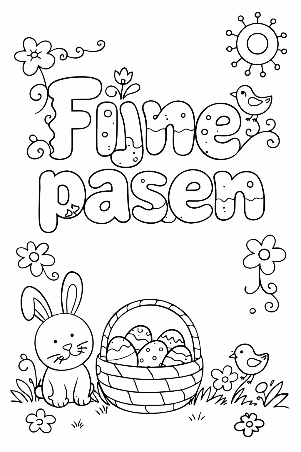 Fijne pasen coloring page line art