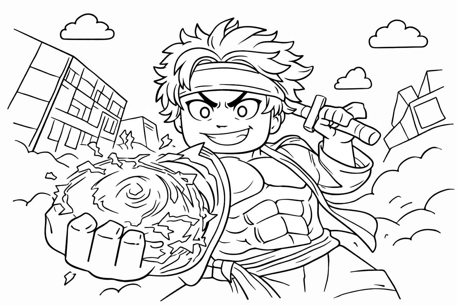 Coloriage blox fruits roblox dessin au trait