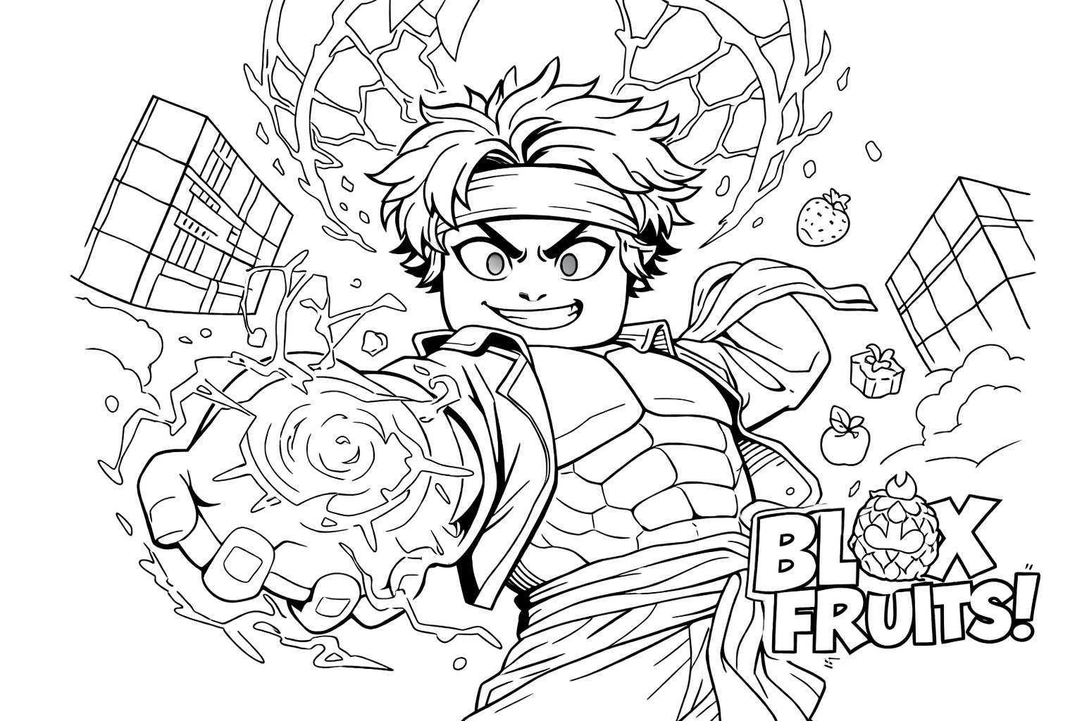 Coloriage blox fruits roblox dessin au trait