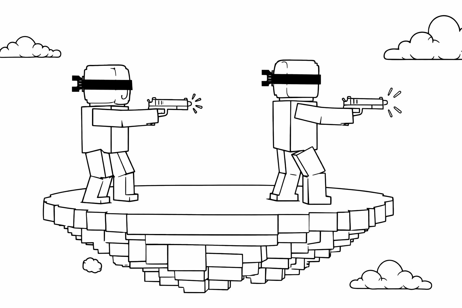 [UPD] Blind Shot Roblox kleurplaat - zwart-wit lijntekening