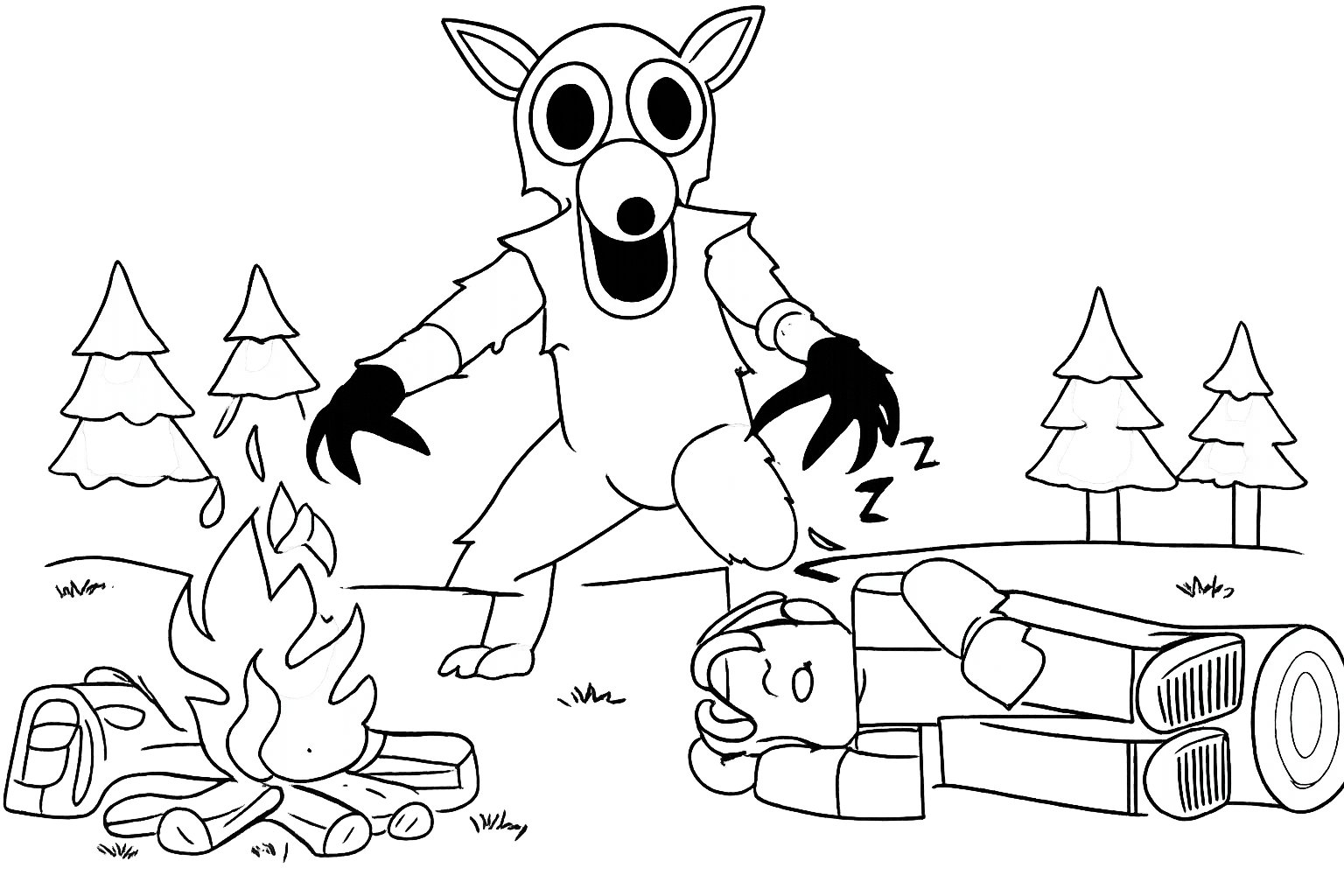 99 Nights in the Forest coloring page line art