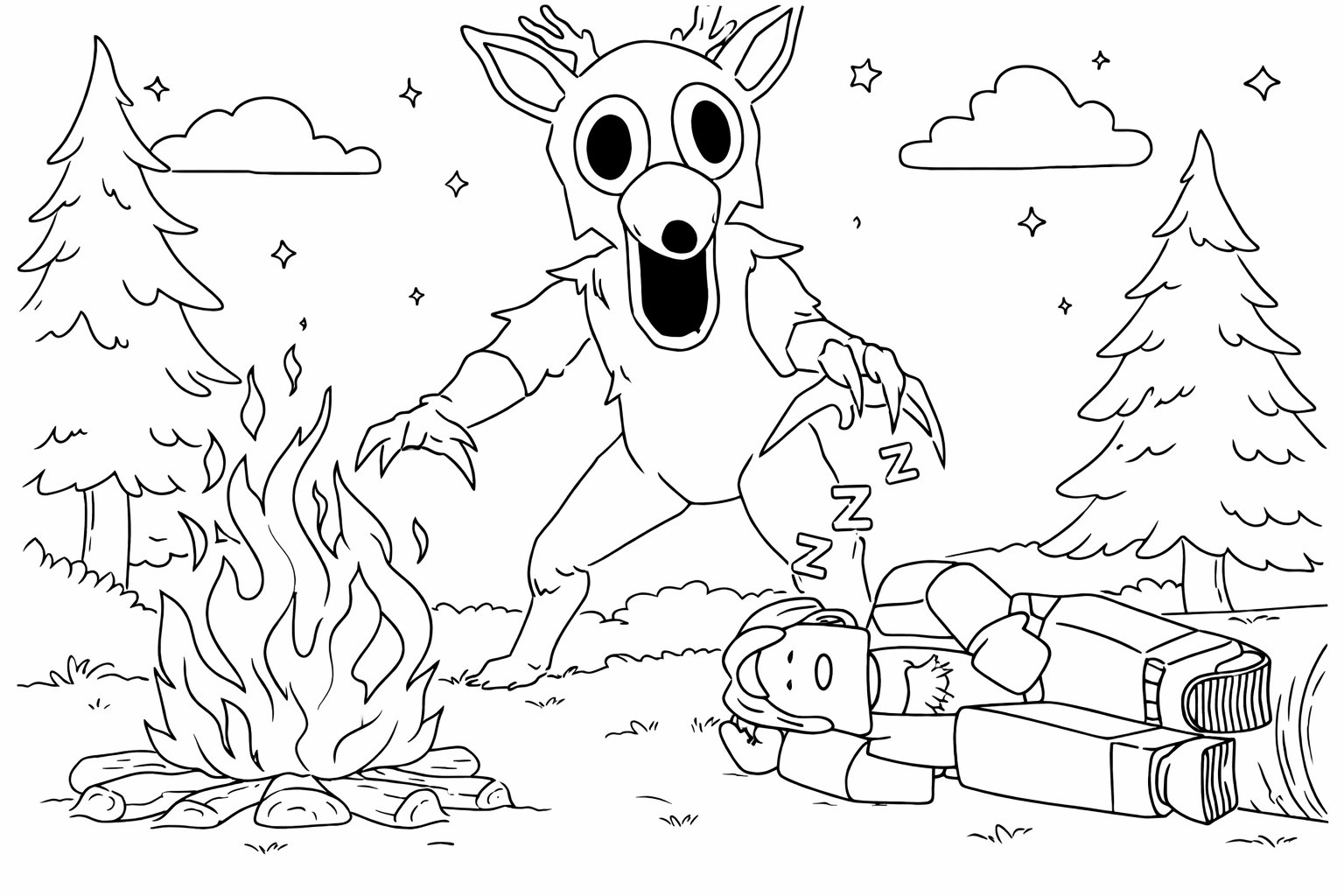 99 Nights in the Forest coloring page line art
