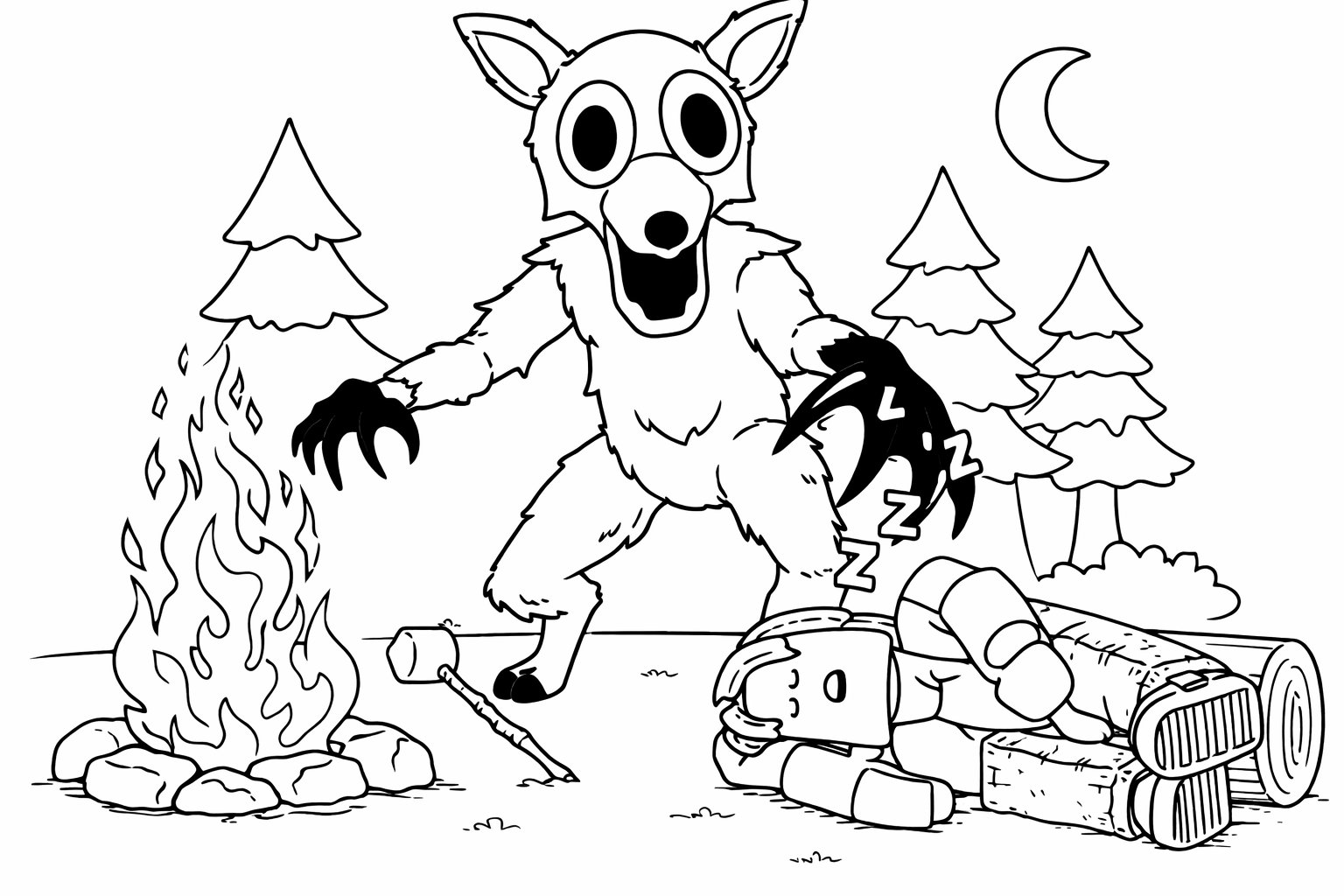 99 Nights in the Forest coloring page line art