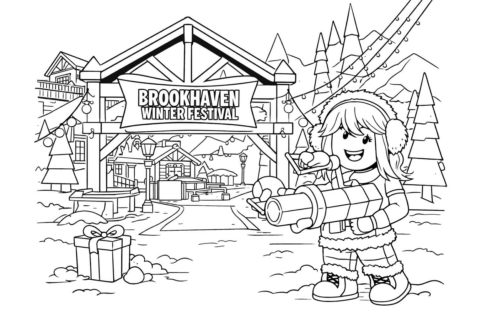 Dibujo para colorear Brookhaven line art