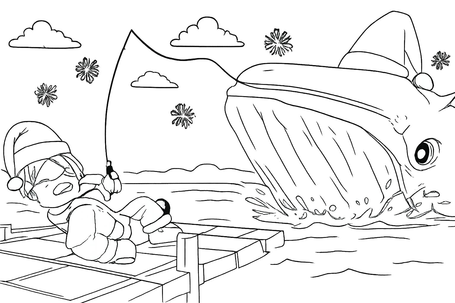 Fish It! Roblox kleurplaat - zwart-wit lijntekening