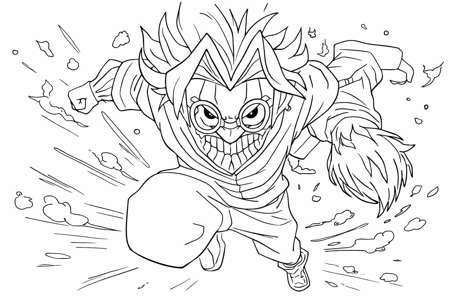 Anime Vanguards kleurplaat - zwart-wit lijntekening