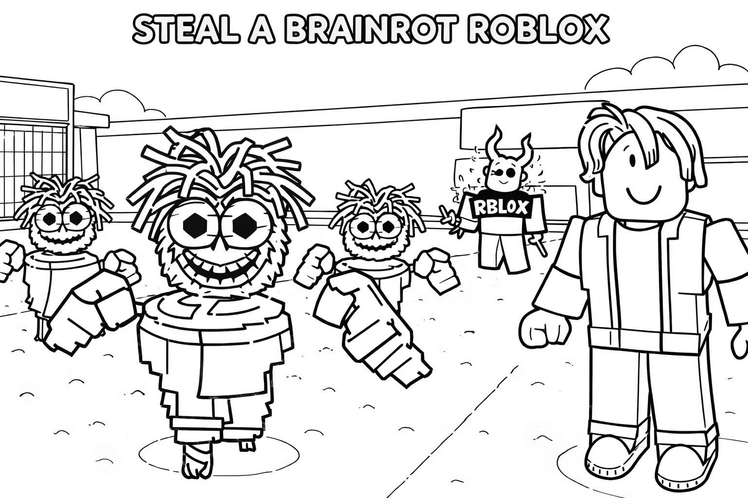 Dibujo para colorear Steal a Brainrot Roblox line art
