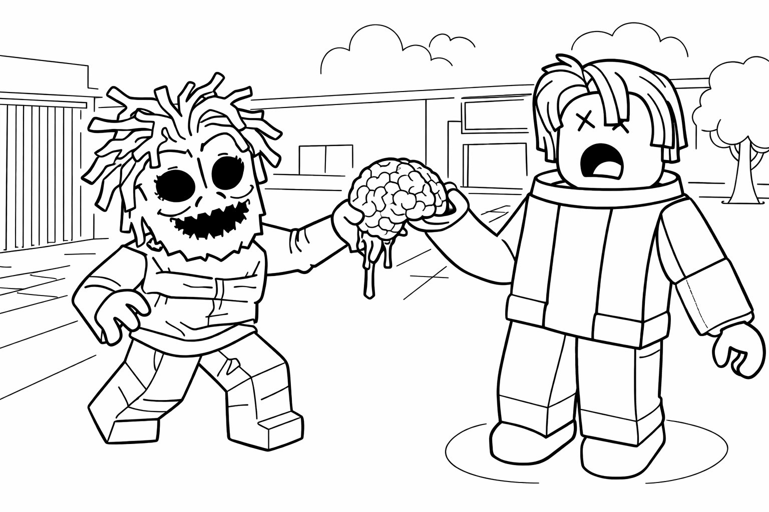 Coloriage Steal a Brainrot Roblox dessin au trait