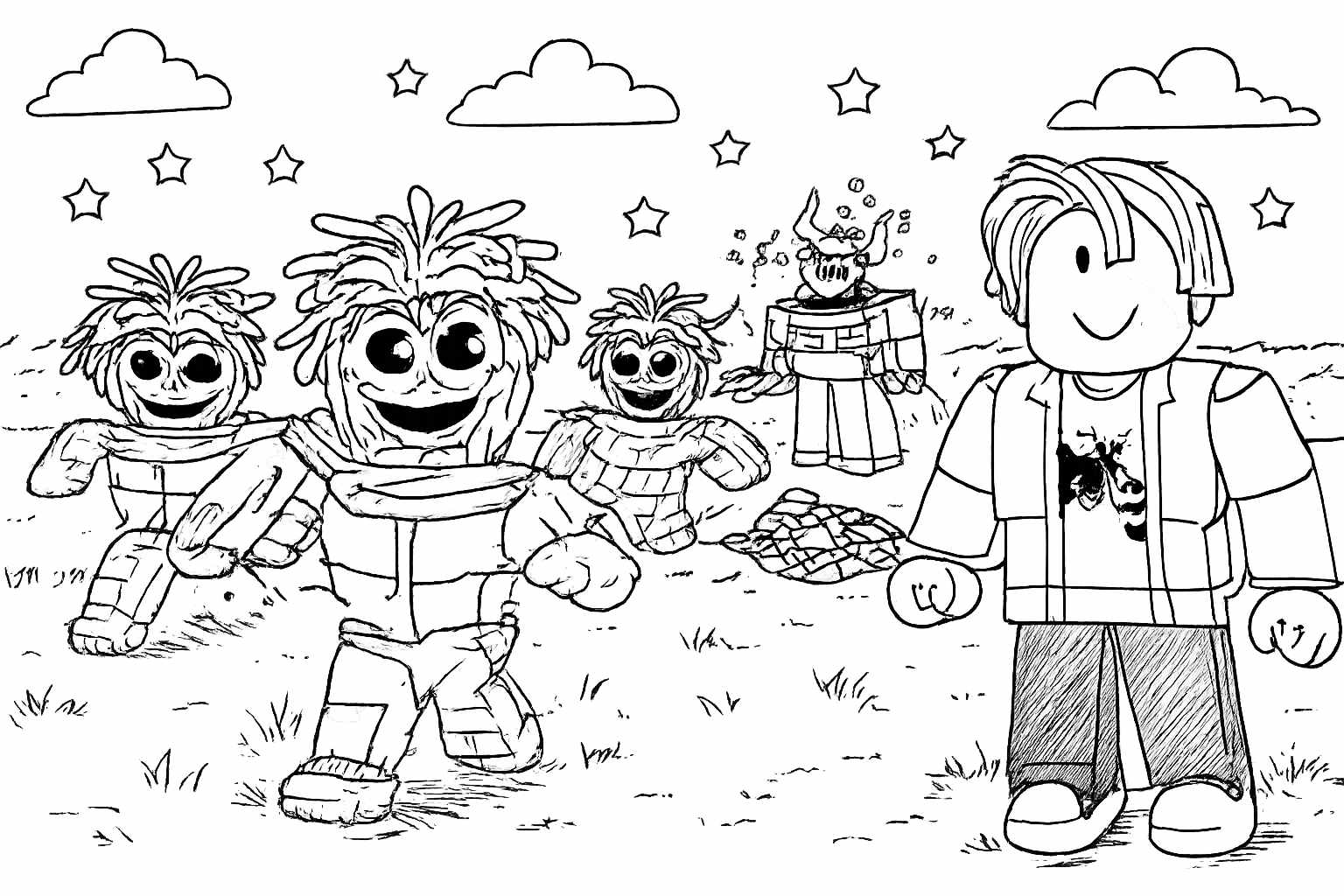 Steal a Brainrot Roblox Malvorlage Linienzeichnung