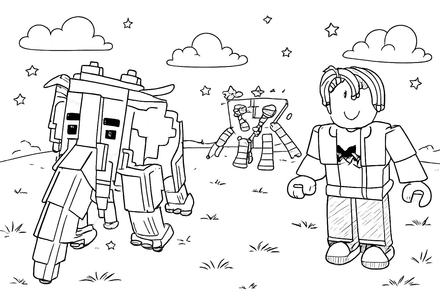 Dibujo para colorear Steal a Brainrot Roblox line art