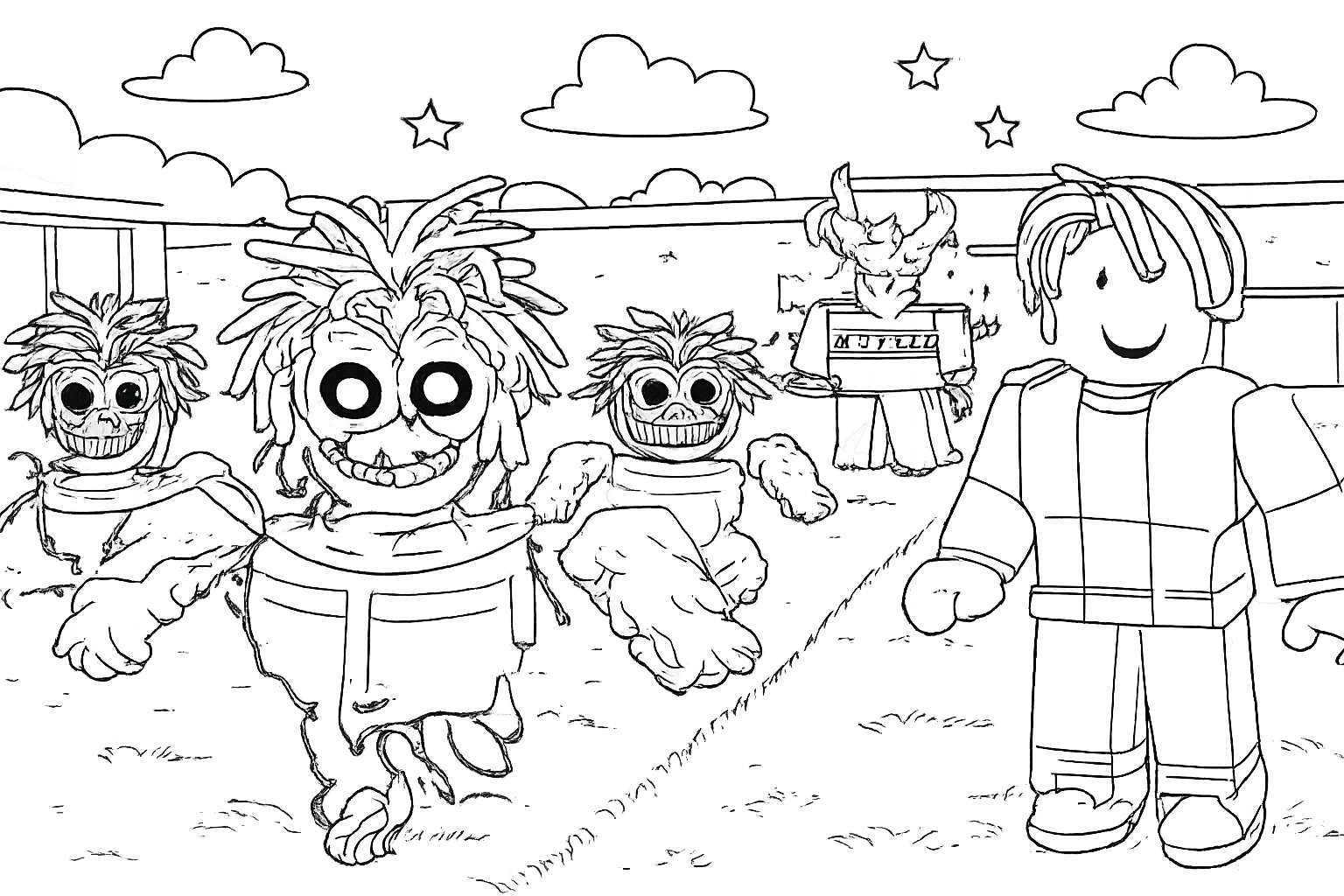 Steal a Brainrot Roblox Malvorlage Linienzeichnung