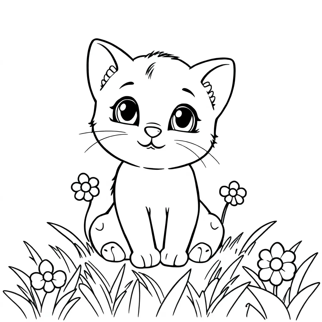 kitten kleurplaat voor kinderen
