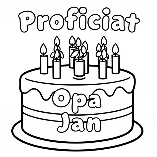 feestelijke taart met kaarsjes kleurplaat voor kinderen