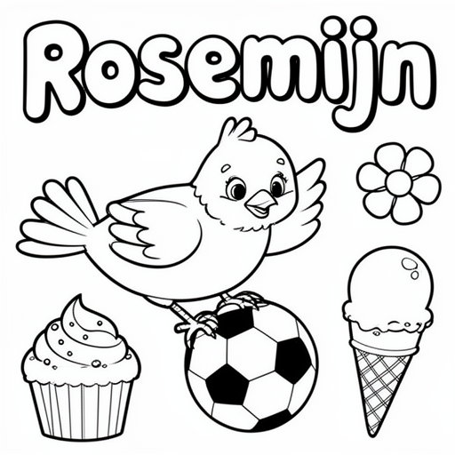 voetbal vogel  vogel vogel cupcake ijs Voetbal Bloem kleurplaat voor kinderen