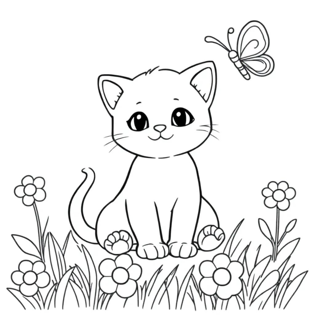 kitten kleurplaat voor kinderen