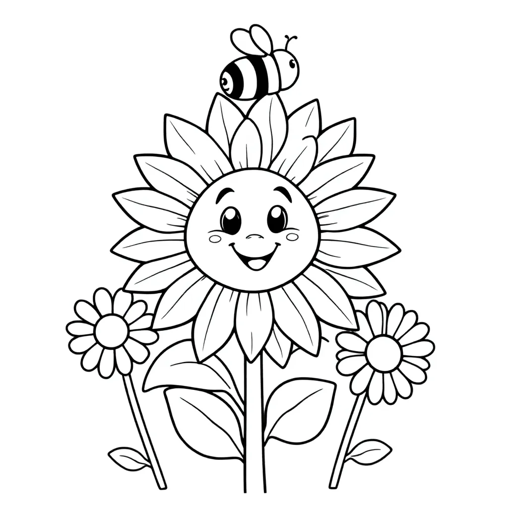 bloemen kleurplaat voor kinderen