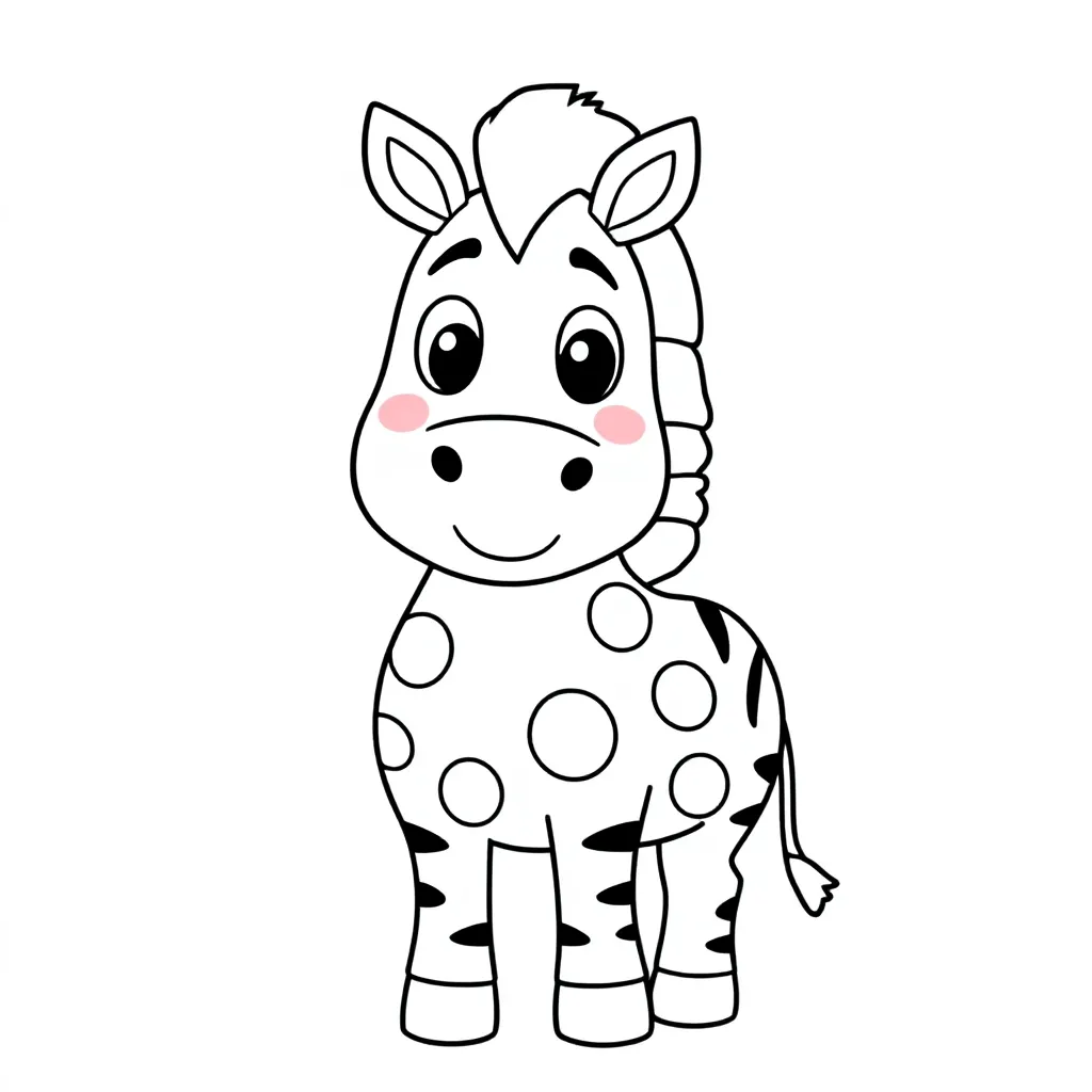 Zebra met gekleurde stippen kleurplaat voor kinderen
