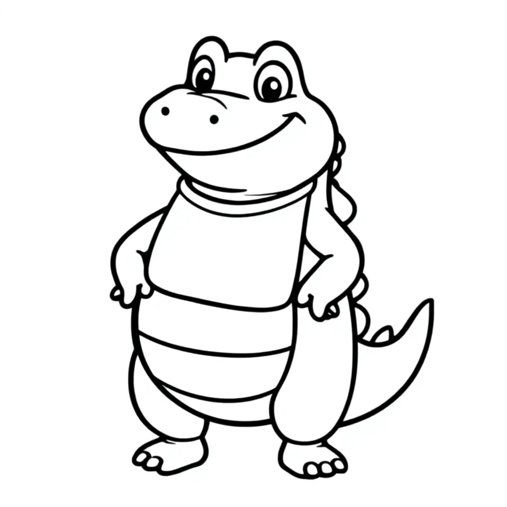 Eenkrokodil met een slabbetje aan kleurplaat voor kinderen