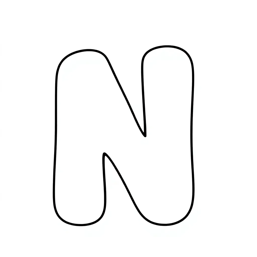 de letter N kleurplaat voor kinderen