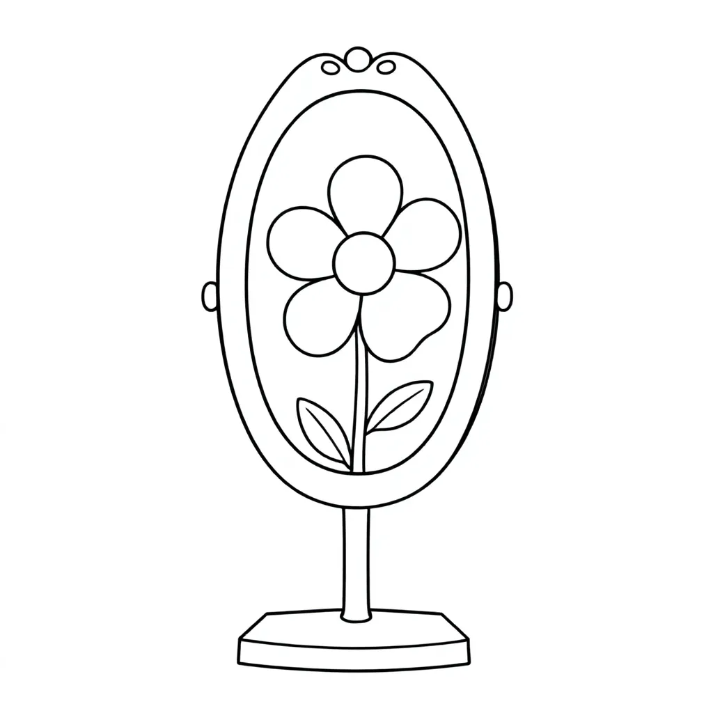 een staande spiegel kleurplaat voor kinderen