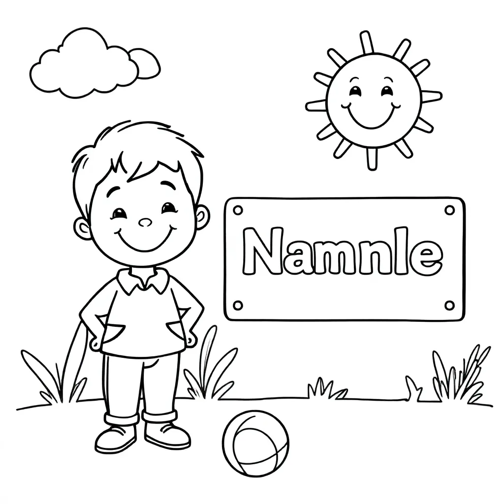 mij zelf met me naam erbij kleurplaat voor kinderen