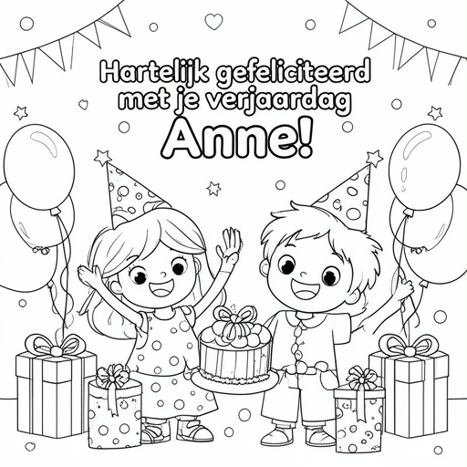 Verjaardag van beste vriendin kleurplaat voor kinderen