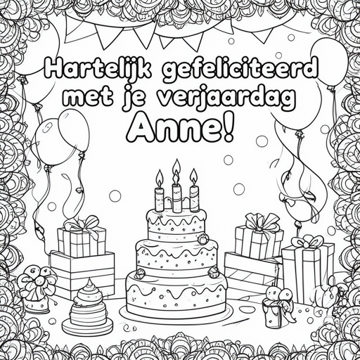 Verjaardag van beste vriendin kleurplaat voor kinderen