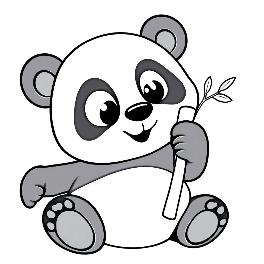 een schattige panda die bamboe eet kleurplaat voor kinderen