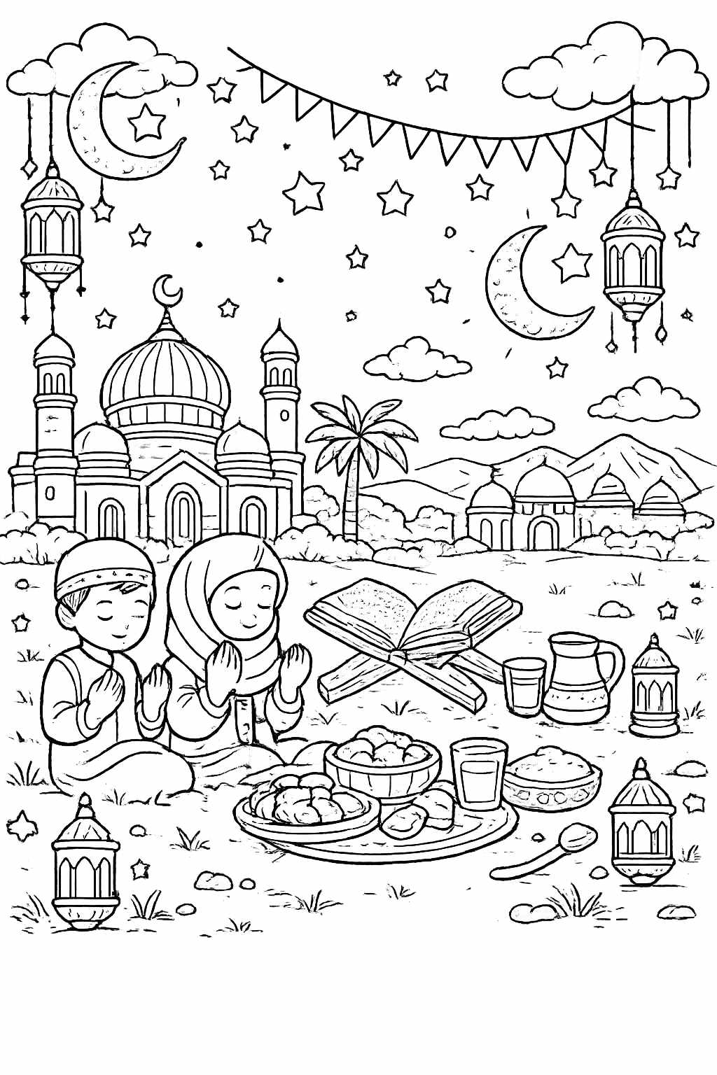 ramadan coloring page line art