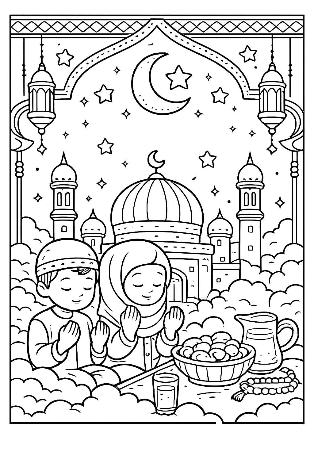 Dibujo para colorear Ramadan line art