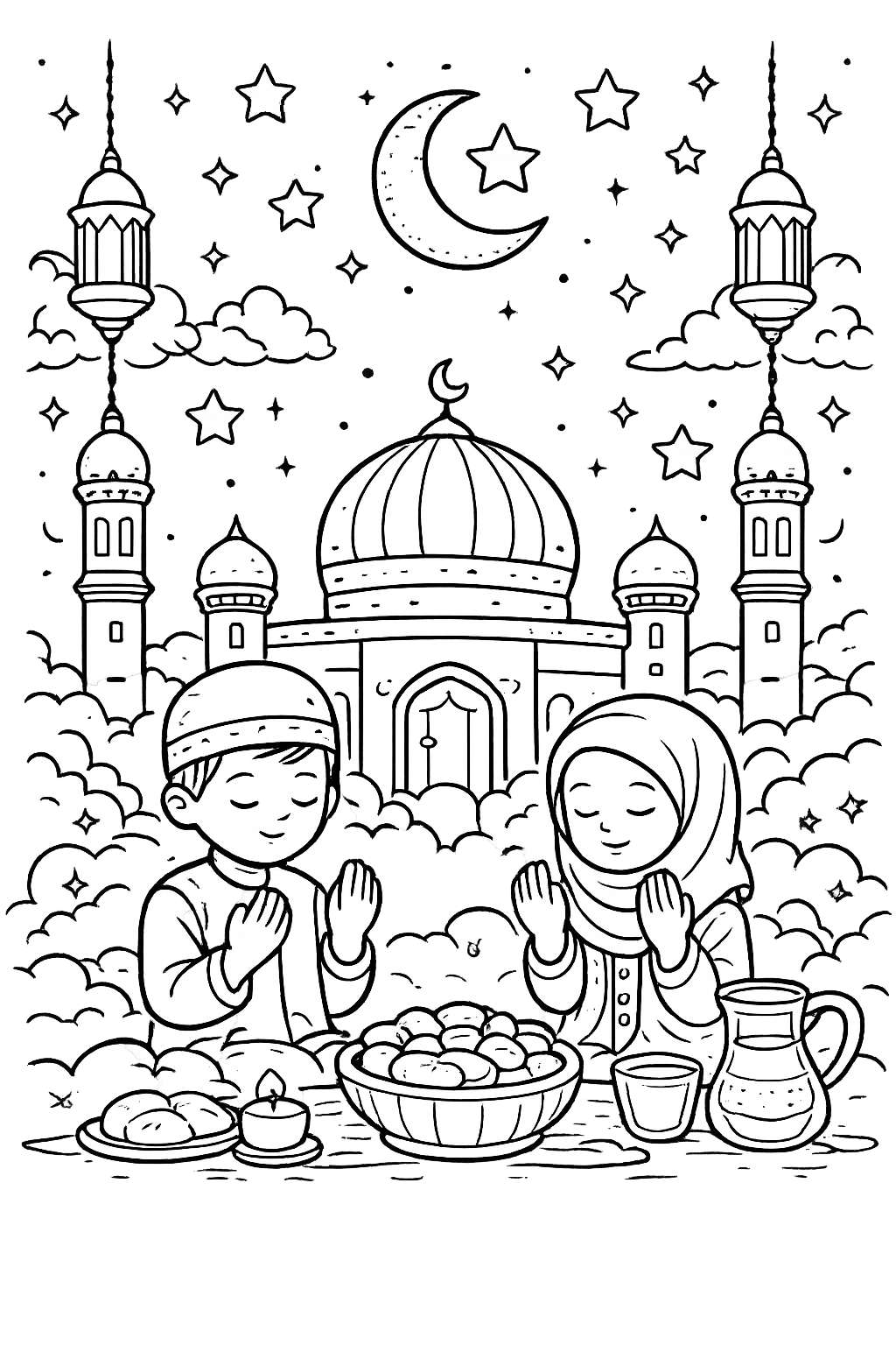 Ramadan coloring page line art