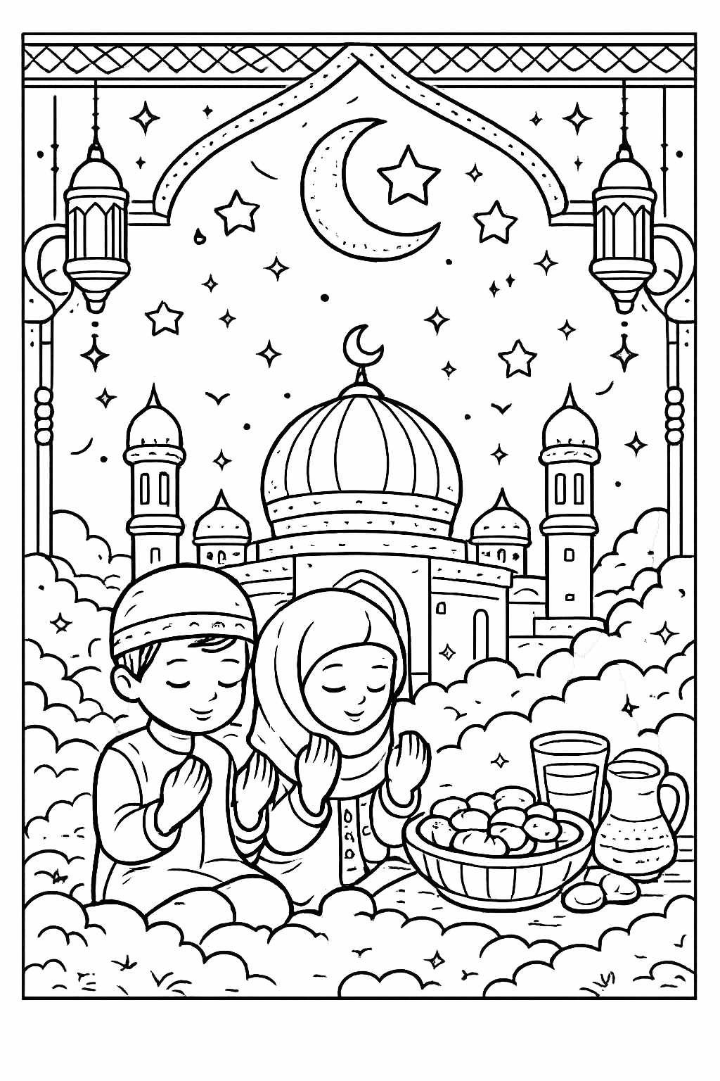 Ramadan coloring page line art