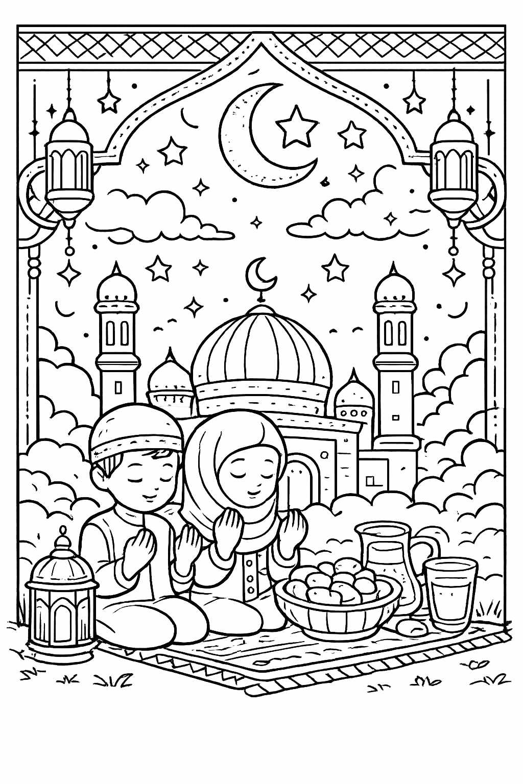 Ramadan coloring page line art