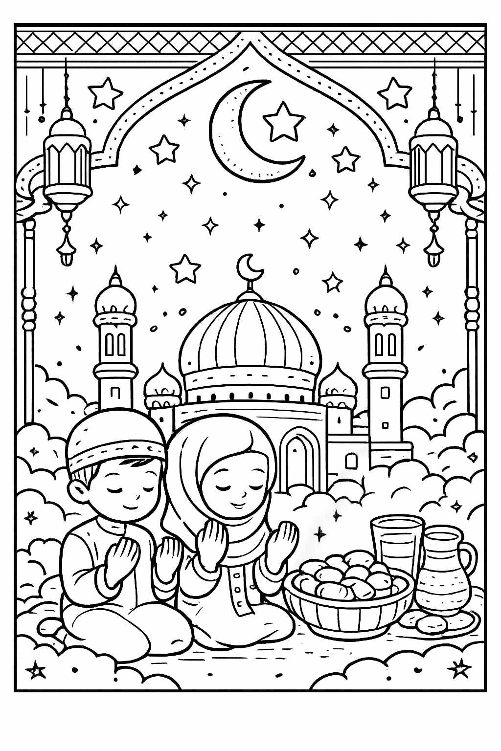 Coloriage Ramadan dessin au trait