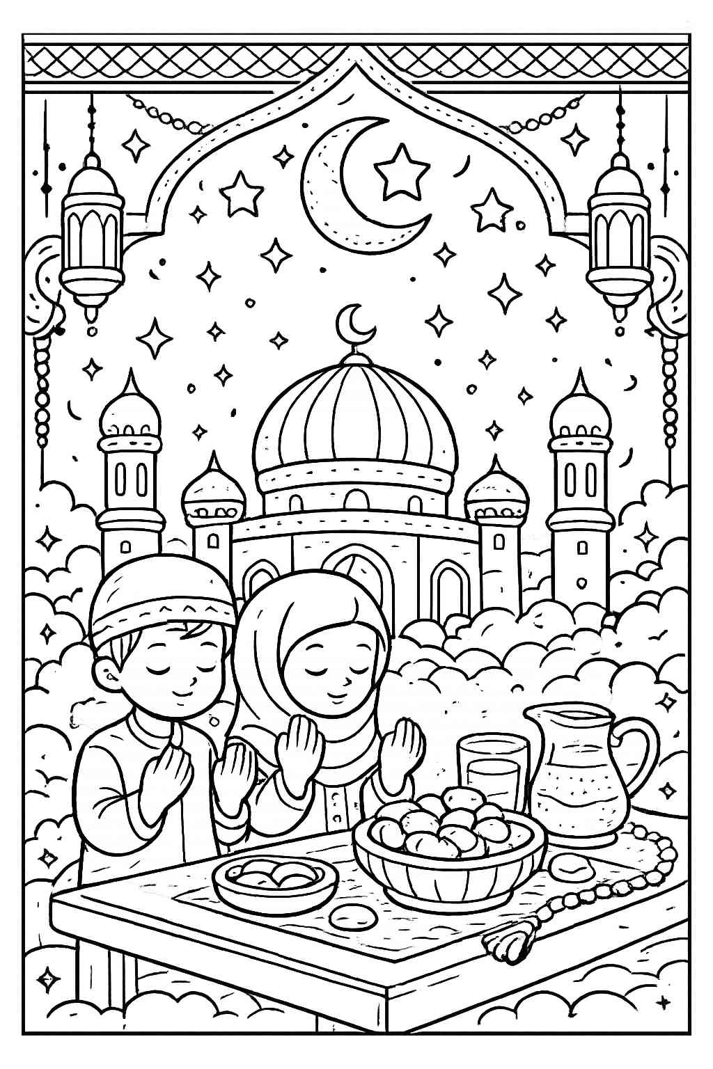Ramadan coloring page line art