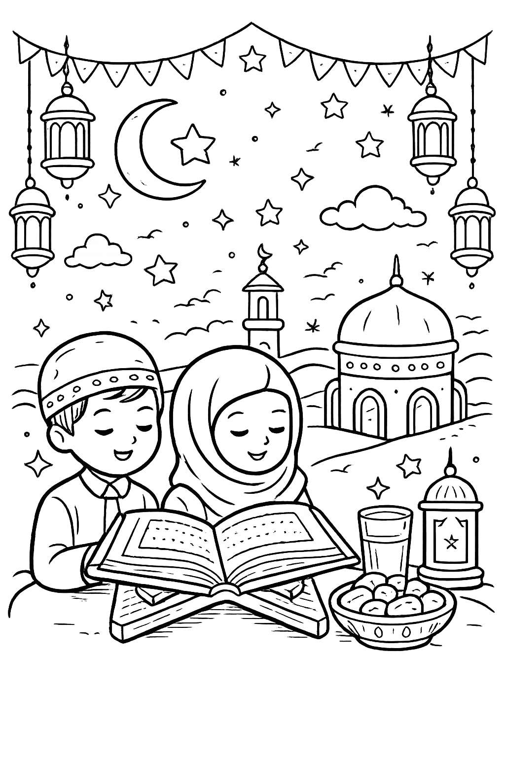 Coloriage Ramadan dessin au trait