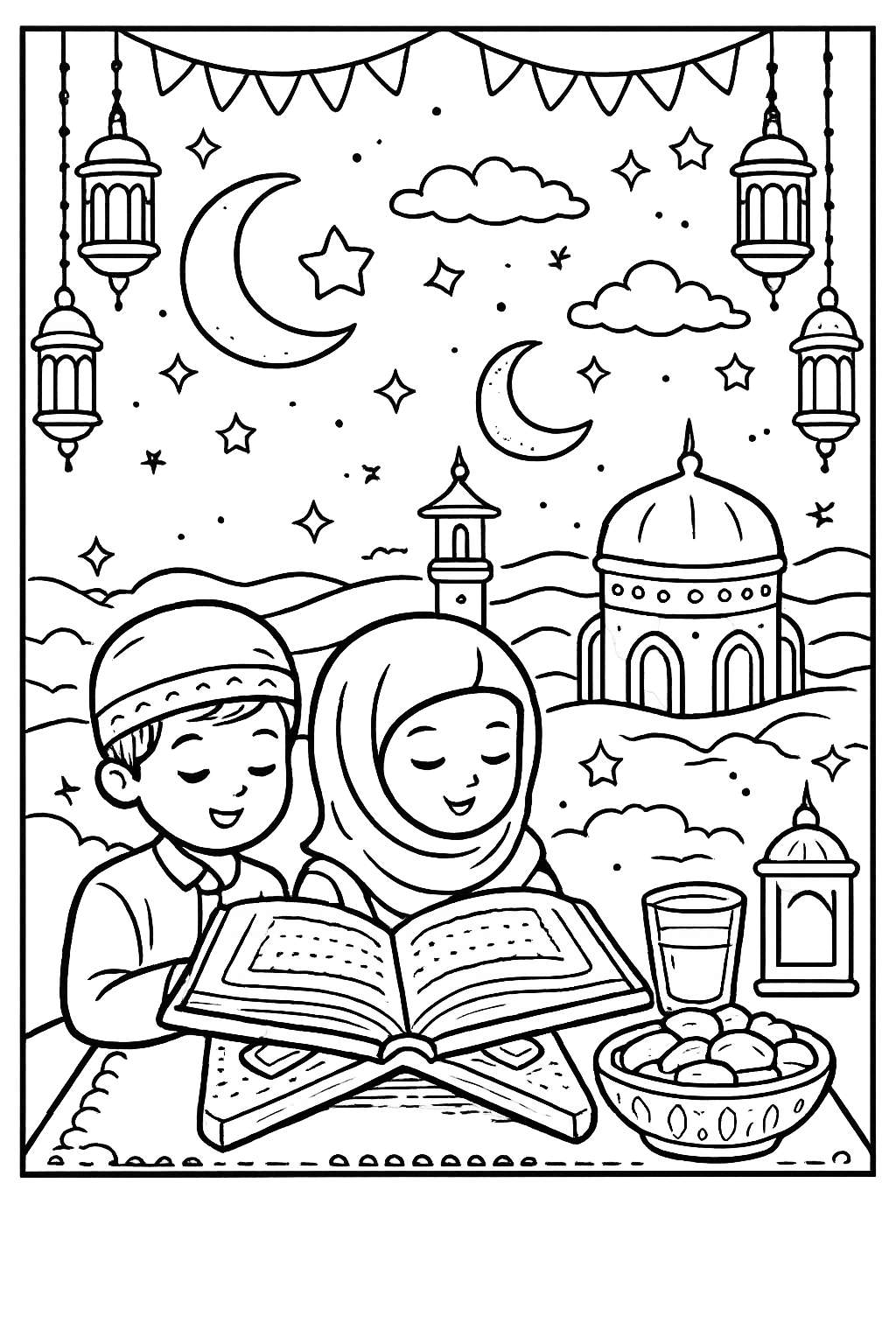 Dibujo para colorear Ramadan line art