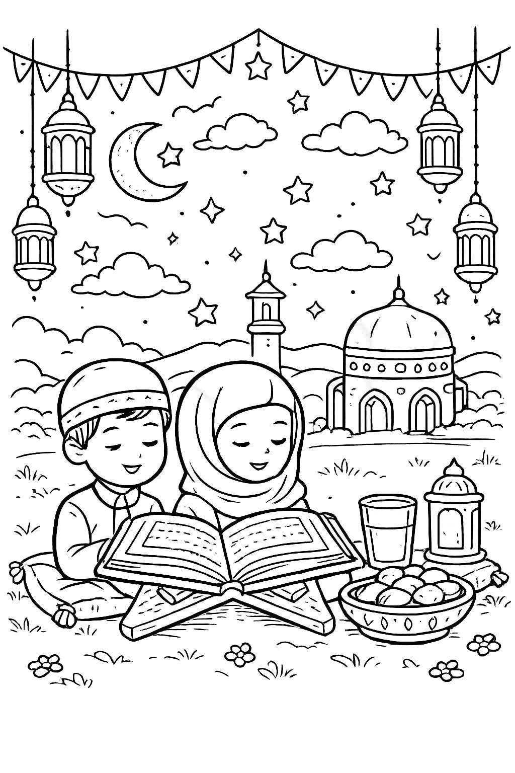 Dibujo para colorear Ramadan line art