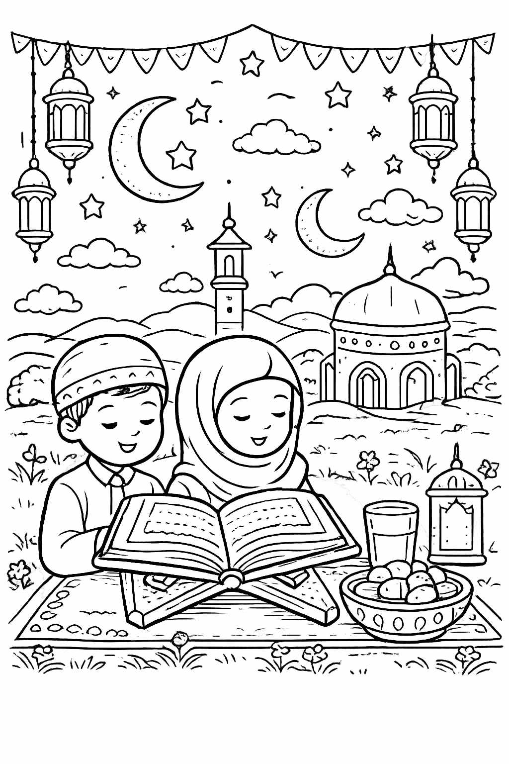 Dibujo para colorear Ramadan line art