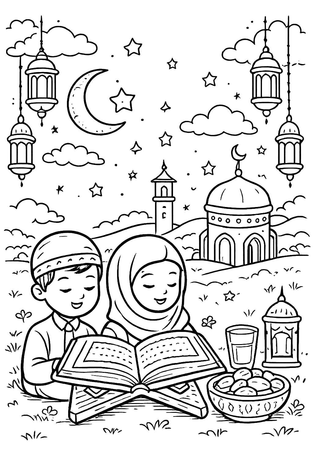 Dibujo para colorear Ramadan line art
