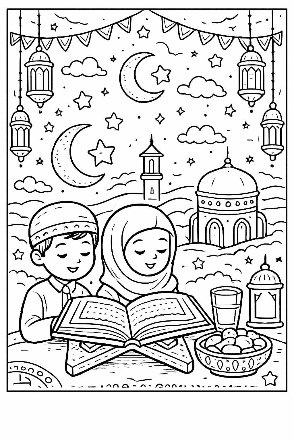 Coloriage Ramadan dessin au trait