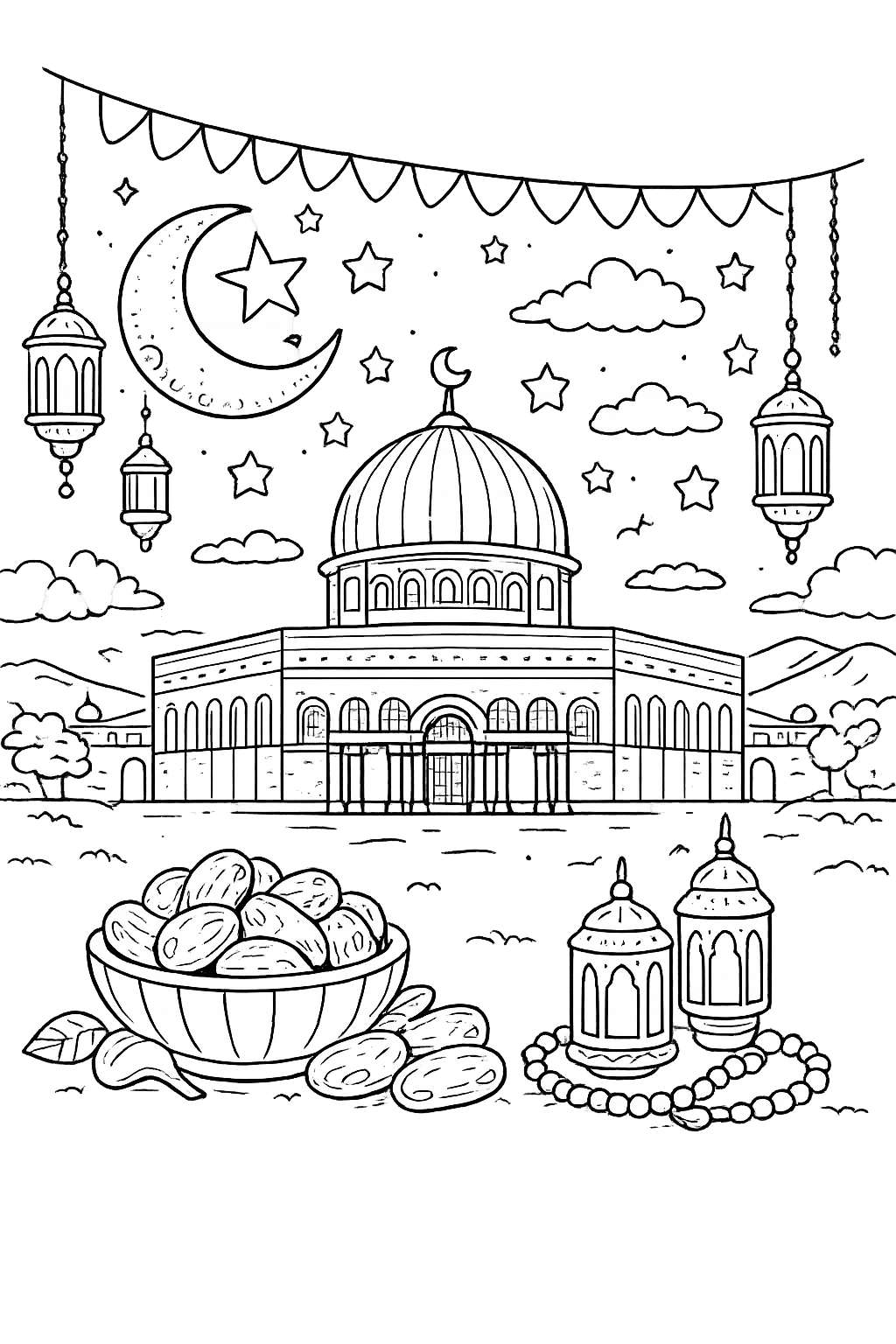 Dibujo para colorear Ramadan line art
